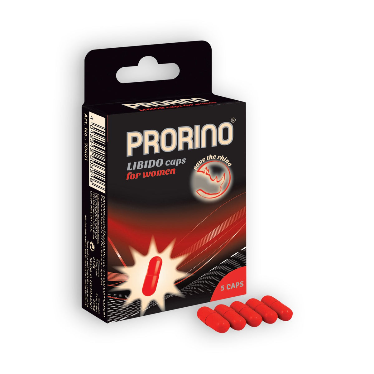 CÁPSULAS ESTIMULANTES PRORINO LIBIDO CAPS PARA MULHER 5 CÁPSULAS - Lust Sexshop
