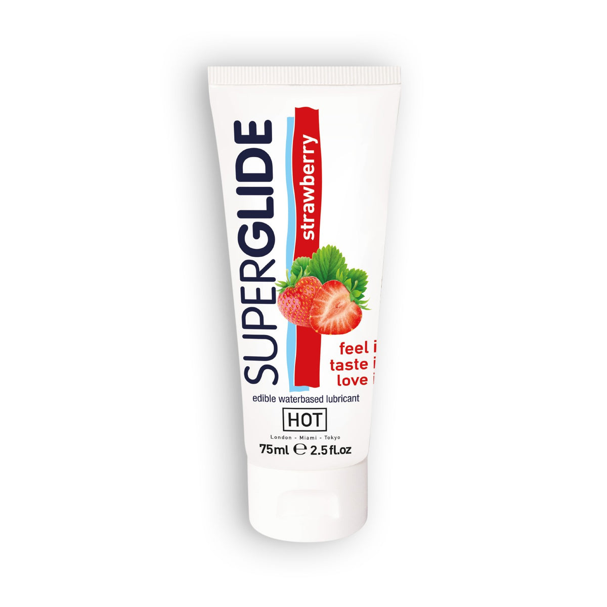 LUBRIFICANTE COMESTÍVEL HOT™ SUPERGLIDE MORANGO 75ML - Lust Sexshop