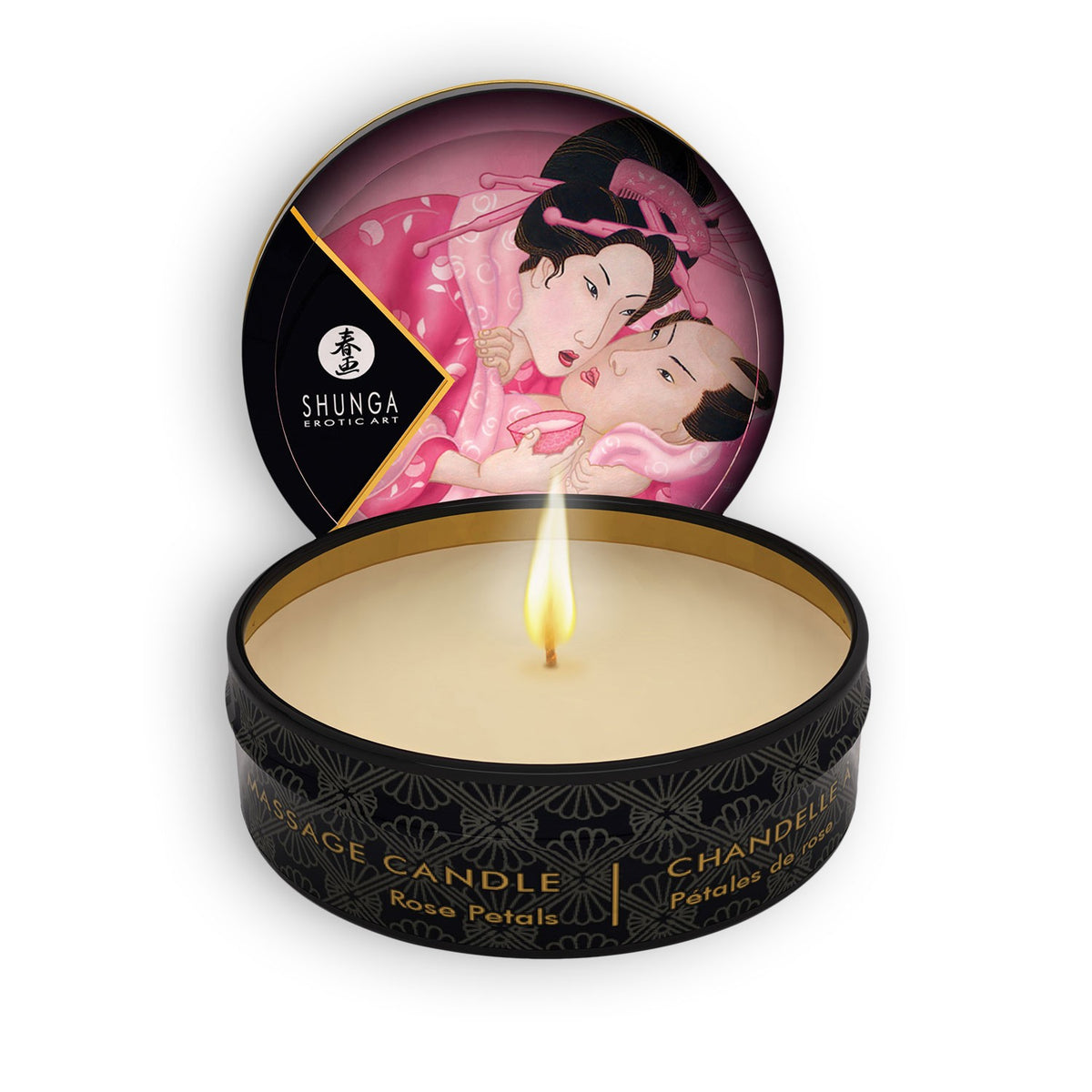 VELA DE MASSAGEM AFRODISÍACA SHUNGA PÉTALAS DE ROSA 30ML - Lust Sexshop
