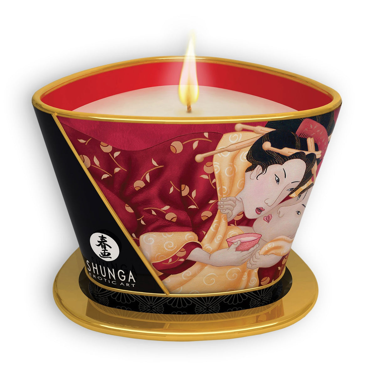 VELA DE MASSAGEM SHUNGA ROMANCE CHAMPANHE E MORANGO 170ML - Lust Sexshop