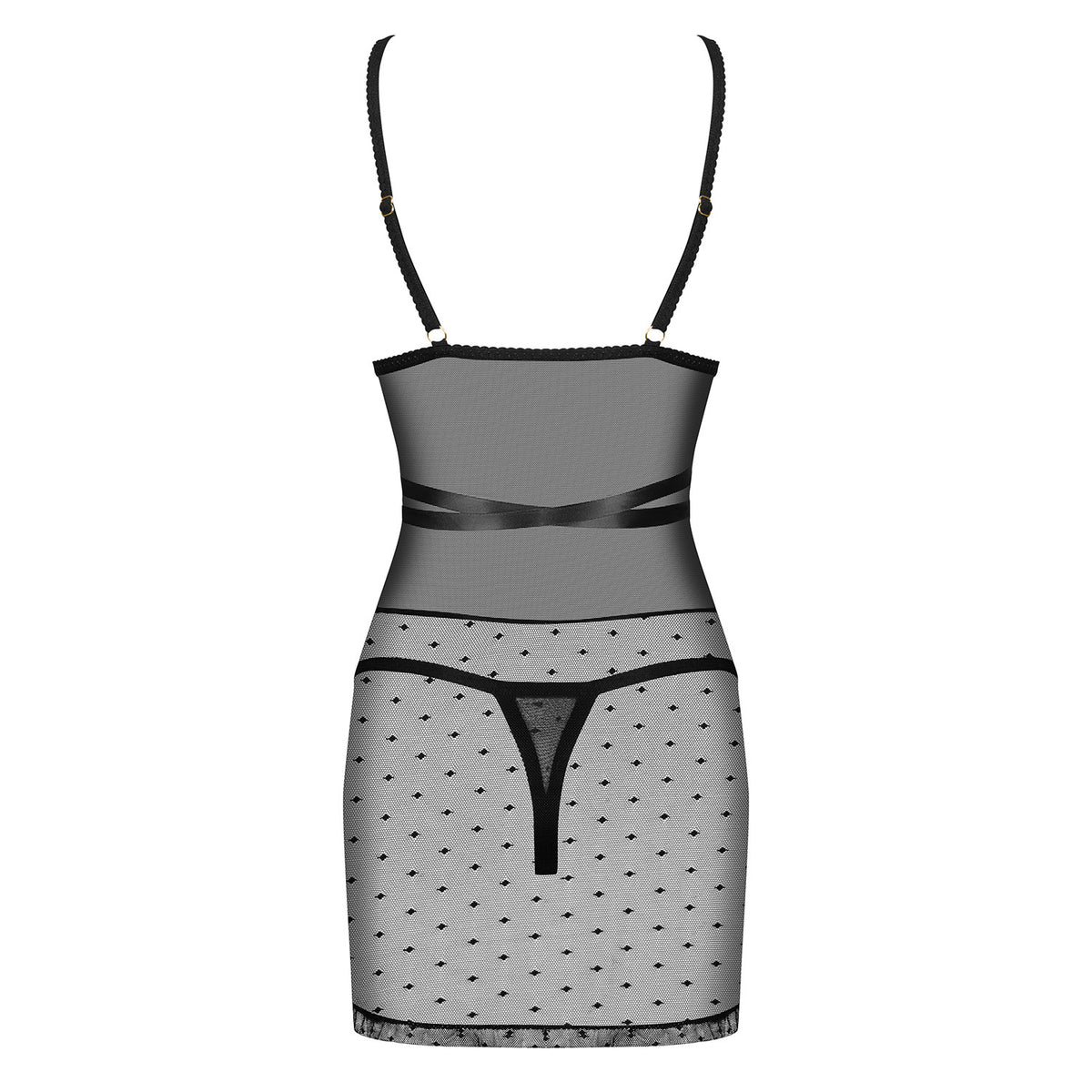 CAMISA DE NOITE E TANGA BOWESSA OBSESSIVE PRETA