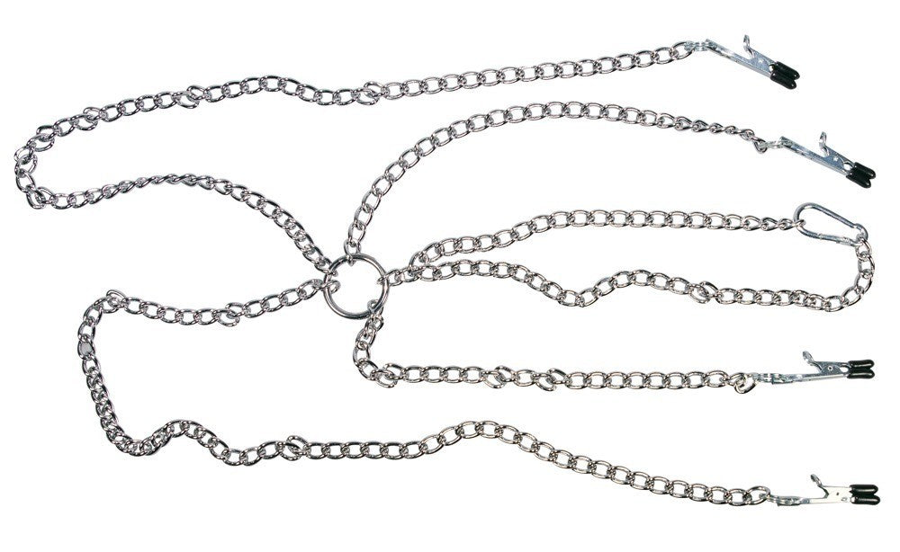 CORRENTE COM PINÇAS PARA OS MAMILOS E CLITÓRIS FETISH COLLECTION - Lust Sexshop