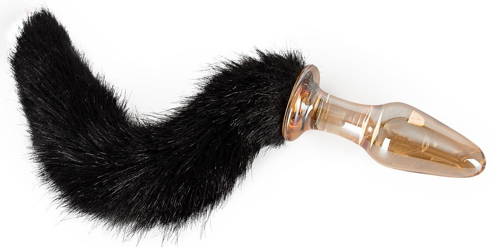 PLUG ANAL EM VIDRO COM CAUDA PRETA - Lust Sexshop