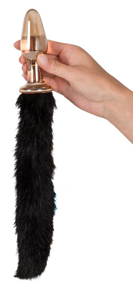 PLUG ANAL EM VIDRO COM CAUDA PRETA - Lust Sexshop
