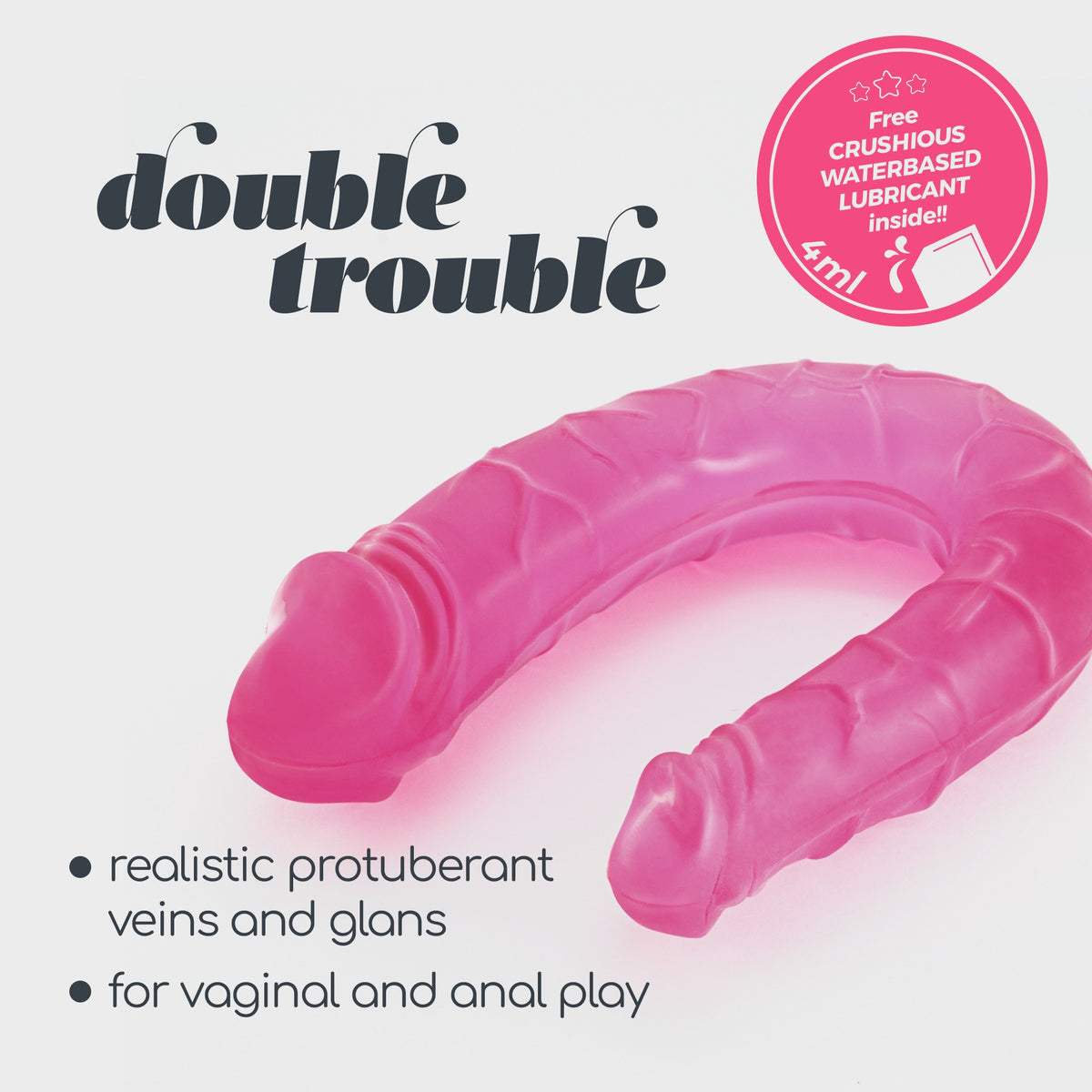 DILDO DUPLO DOUBLE TROUBLE CRUSHIOUS ROSA - Lust Sexshop