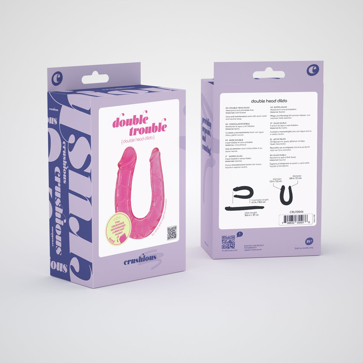 DILDO DUPLO DOUBLE TROUBLE CRUSHIOUS ROSA - Lust Sexshop