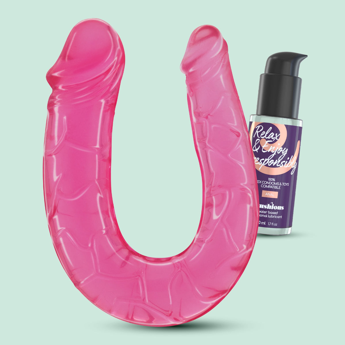 DEEP DIVER DILDO DUPLO COM LUBRIFICANTE ANAL 50ML CRUSHIOUS ROSA - Lust Sexshop