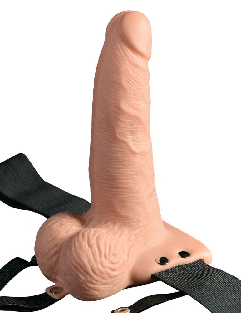 ARNÊS COM DILDO OCO RECARREGÁVEL 6" HOLLOW RECHARGEABLE STRAP-ON COM COMANDO FETISH FANTASY SERIES