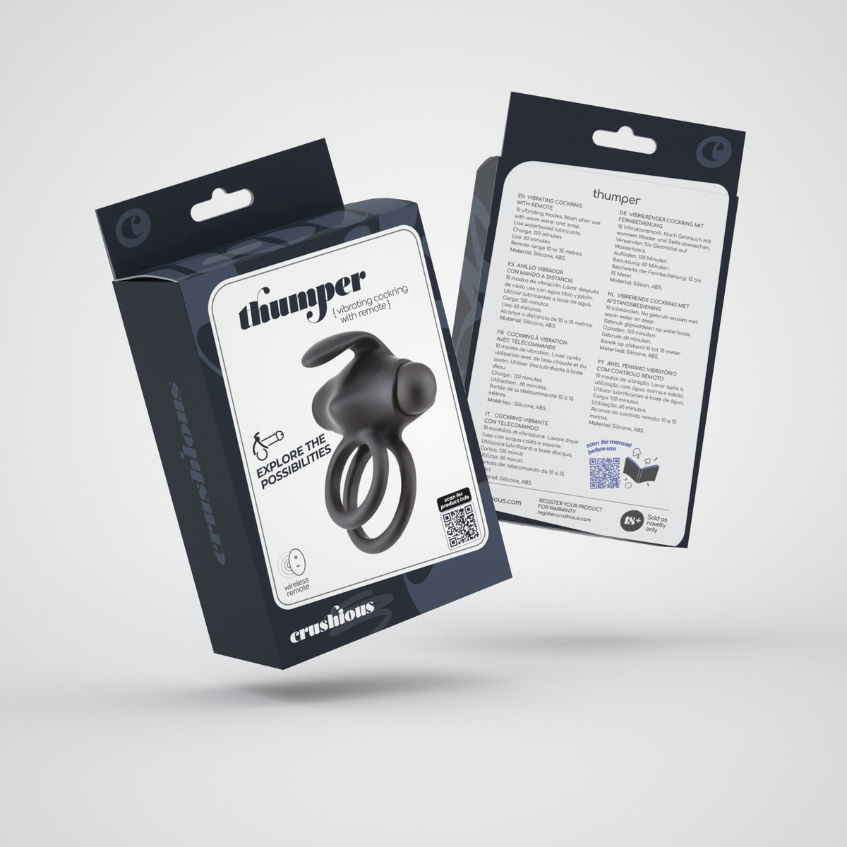 THUMPER ANEL PENIANO DUPLO VIBRATÓRIO COM COMANDO CRUSHIOUS - Lust Sexshop