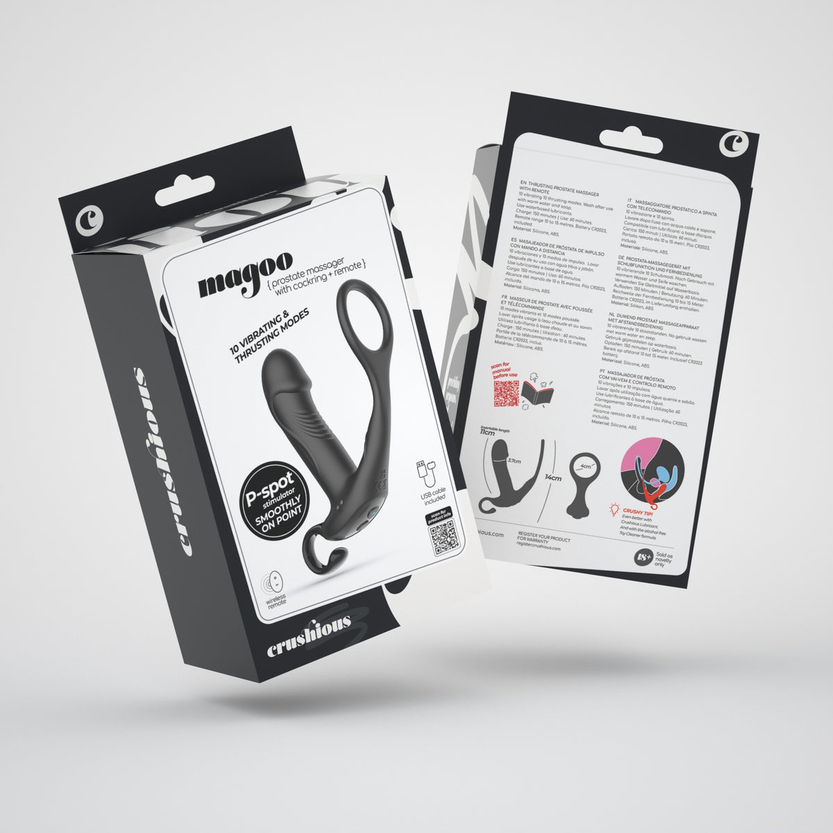 CRUSHIOUS MAGOO PROSTATE MASSAGER WITH COCKRING AND REMOTE CONTROL