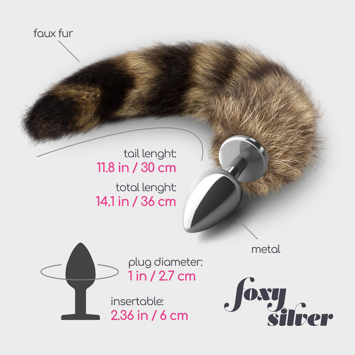 PLUG ANAL COM CAUDA FOXY SILVER METAL CRUSHIOUS - Lust Sexshop
