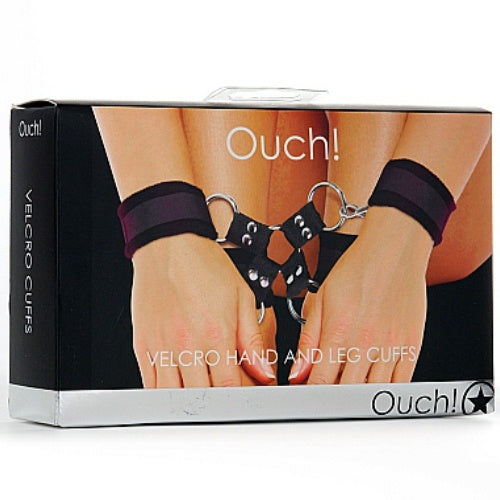 ALGEMAS PARA OS PULSOS E TORNOZELOS OUCH! VELCRO HAND AND LEG CUFFS PRETAS - Lust Sexshop