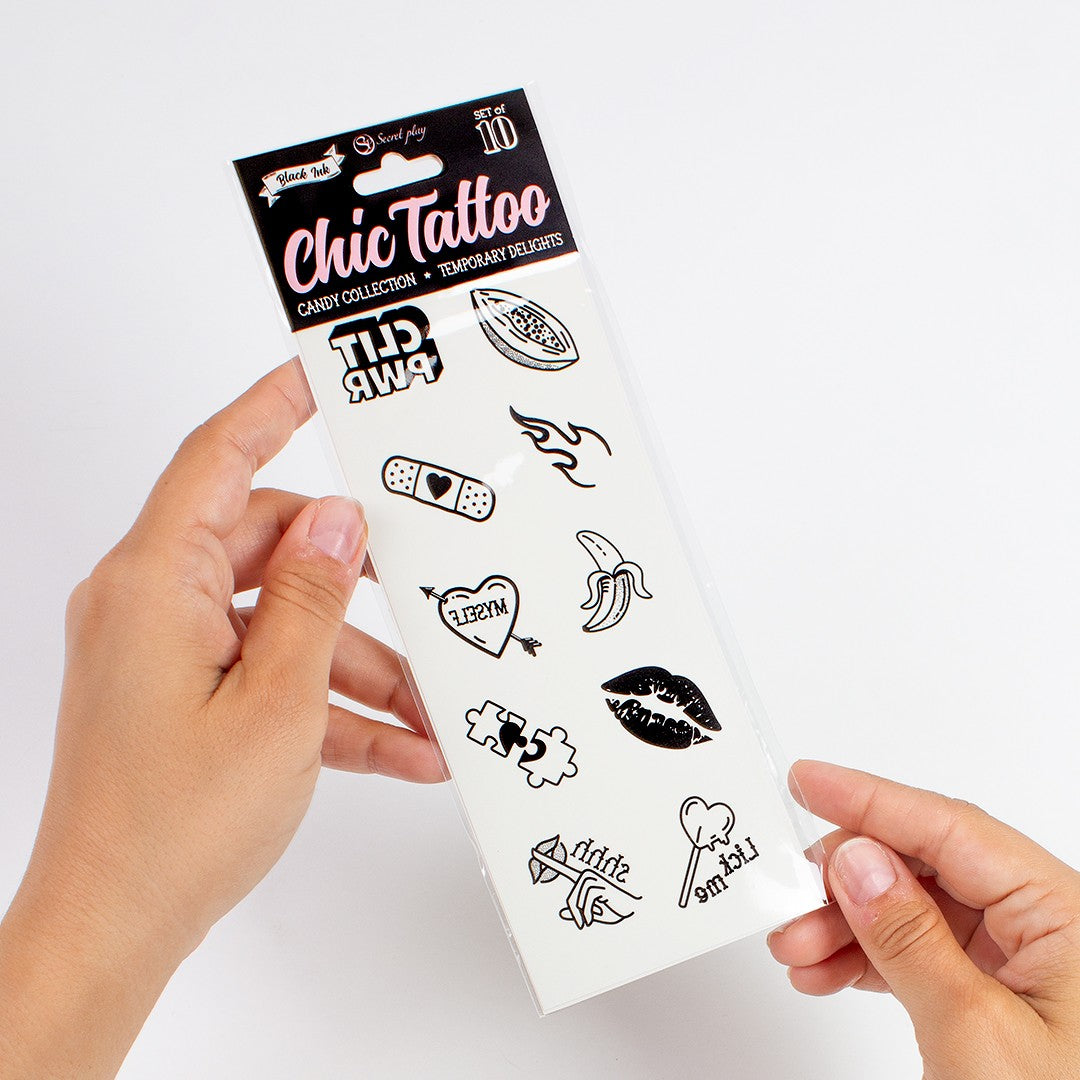 CONJUNTO DE 10 TATUAGENS TEMPORÁRIAS - CANDY COLLECTION CHIC TATTOO SECRET PLAY - Lust Sexshop