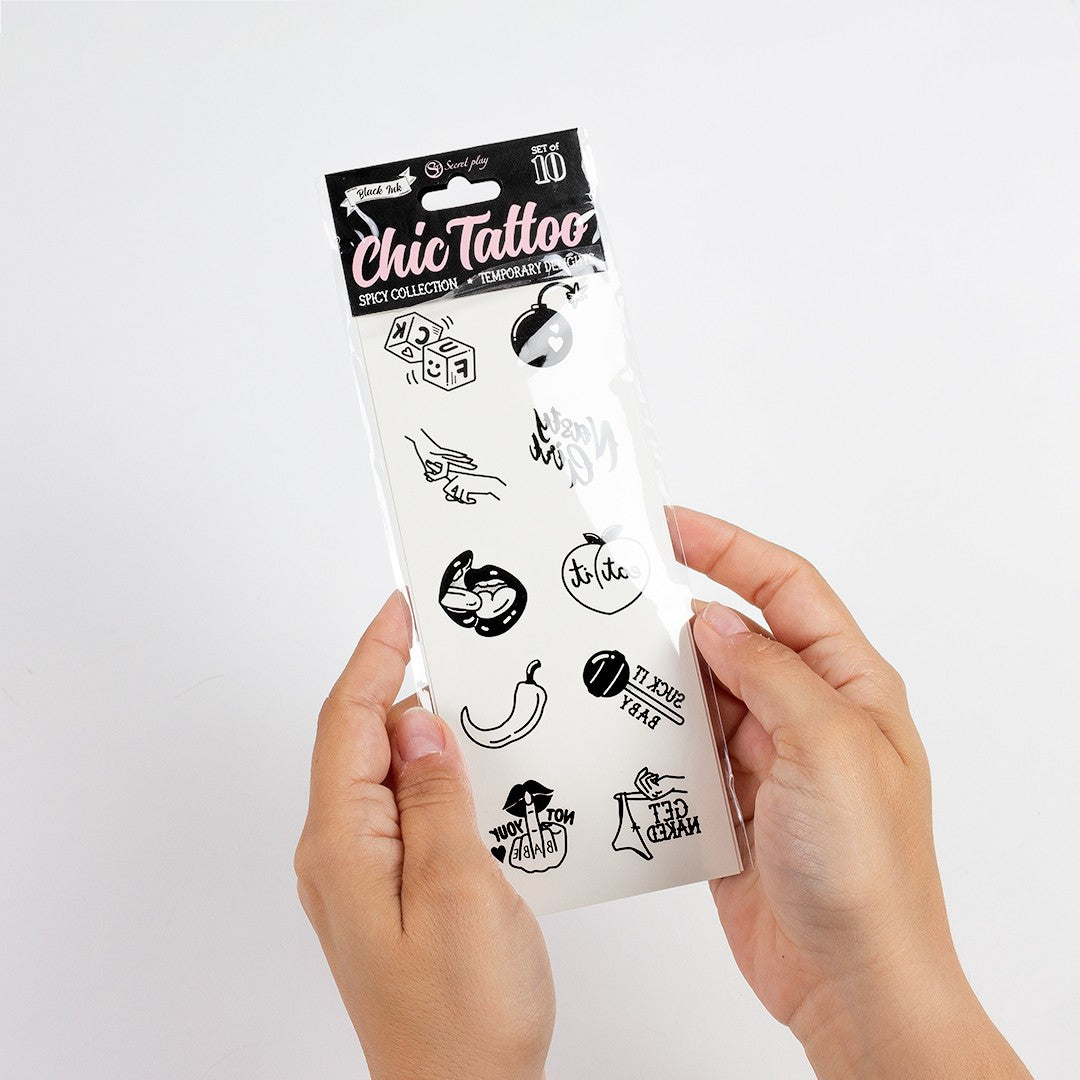 CONJUNTO DE 10 TATUAGENS TEMPORÁRIAS - SPICY COLLECTION CHIC TATTOO SECRET PLAY - Lust Sexshop