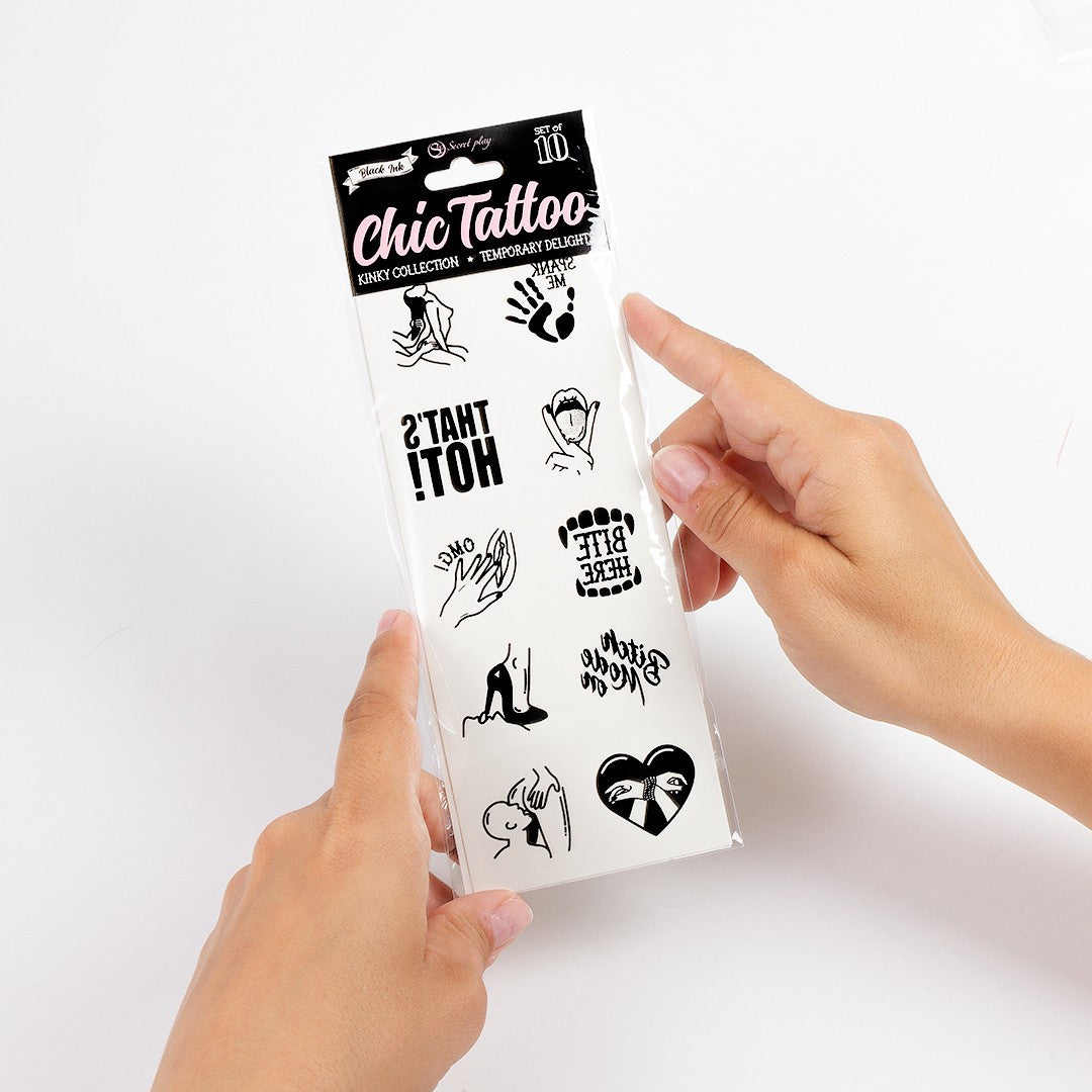 CONJUNTO DE 10 TATUAGENS TEMPORÁRIAS - KINKY COLLECTION CHIC TATTOO SECRET PLAY - Lust Sexshop