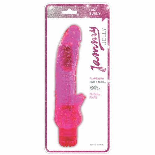 VIBRADOR JAMMY JELLY FLAME GLITTER - Lust Sexshop