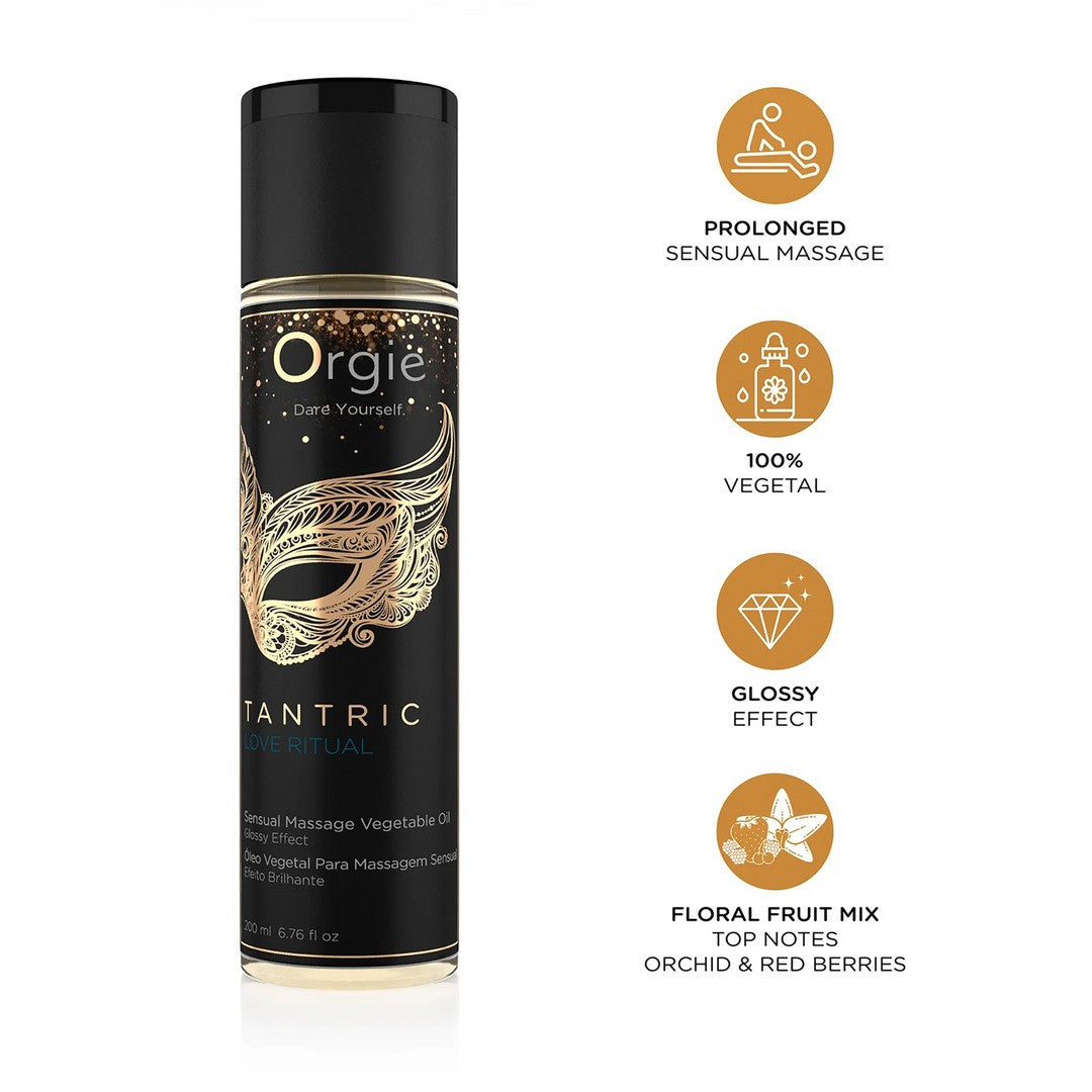 ÓLEO DE MASSAGEM COM EFEITO BRILHANTE TANTRIC LOVE RITUAL 200ML ORGIE