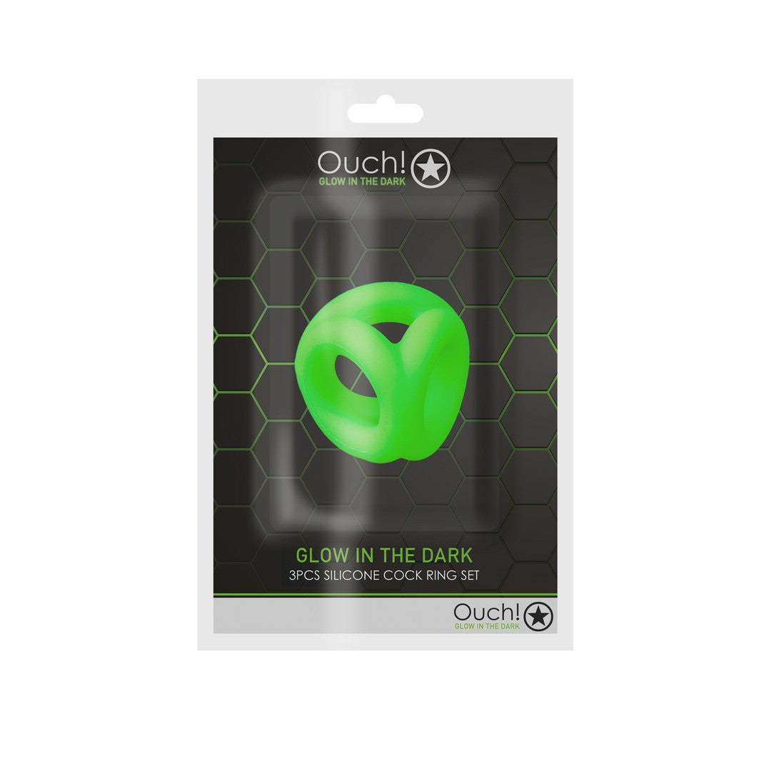 ANEL PARA O PÉNIS E TESTÍCULOS FLUORESCENTE GLOW IN THE DARK OUCH! - Lust Sexshop